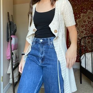 Cream short sleeve cardigan